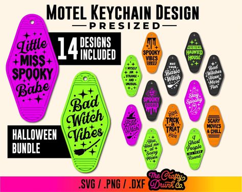 Spooky Quotes, Motel Keychain Svg, Retro Keychain, Keychain Designs, Keychain Svg, Motel Keychain, The Worst Witch, Halloween Magic, Halloween Quotes