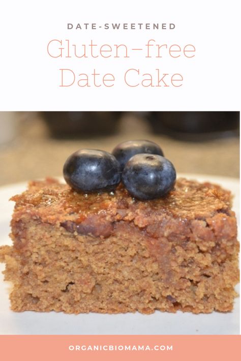 No Sugar Date-sweetened Cake (Gluten-free) - Organicbiomama Date Sweetened Cake, Organic Cake Recipe, Date Desserts, Sugarless Cake, Breakfast Cake Healthy, Dairy Free Cake Recipe, Aip Baking, Paleo Chocolate Cake, Healthier Baking