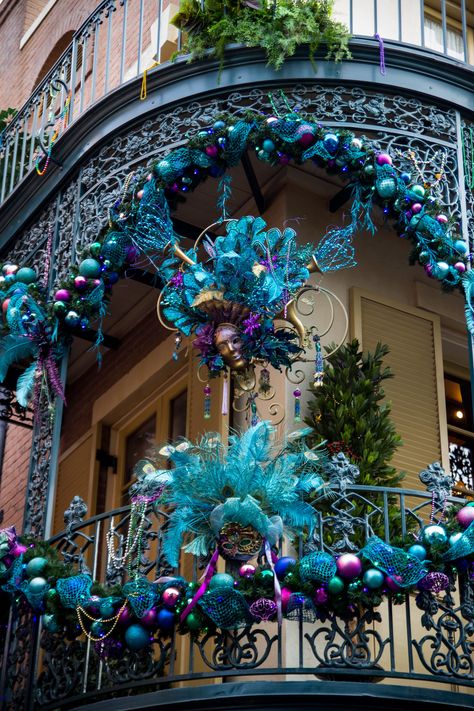 Christmas in New Orleans Square | Some of the Christmas deco… | Flickr Christmas In New Orleans, Peacock Christmas Decorations, Cajun Christmas, New Orleans Christmas, Peacock Christmas Tree, Parisian Bedroom, Mardi Gras Centerpieces, Louisiana History, Cocktail Theme