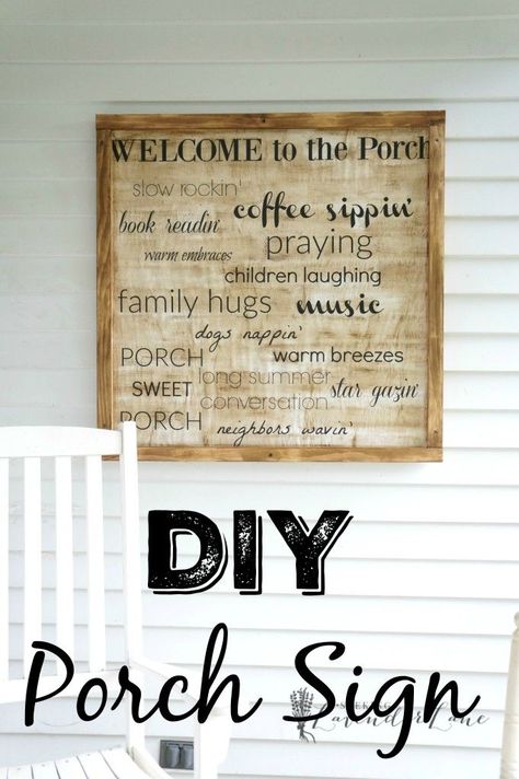 DIY Porch Sign Curb Appeal Blog Hop Week 2 Diy Wooden Sign, Seeking Lavender Lane, Wal Art, Wooden Signs Diy, Summer Porch, Diy Porch, Rustic Wooden Sign, Woodworking For Kids, Diy Projects For Kids