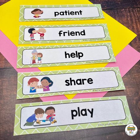 Friendship Vocabulary Words, Friendship Dramatic Play Preschool, Friendship Activity Preschool, Friendship And Kindness Activities, Kindness Preschool Activities, Kindness Activities For Preschool, Friendship Theme Preschool, Friendship Speech, Friendship Preschool