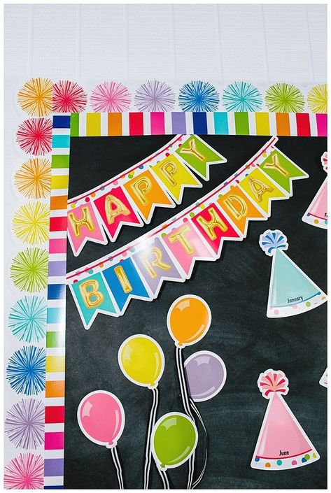 Rainbow Birthday Wall Classroom, Birthday Decorations Classroom, Birthday Wall Ideas For Classroom, Classroom Birthday Board, Borders Classroom, Classroom Birthdays, Classroom Rugs, Classroom Decor Ideas, Birthday Board Classroom