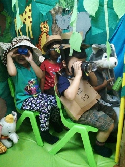 Safari Animals Preschool, Jungle Animals Preschool, Zoo Activities Preschool, Preschool Animals, Preschool Jungle, Jungle Activities, Safari Crafts, Jungle Crafts, Play Preschool