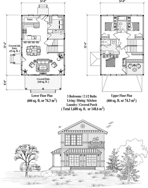 Two-Story Collection TS-2105 (1600 sq. ft.) 3 Bedrooms, 2 1/2 Baths 800 Sq Ft Two Story House Plans, 2 Story 1600 Sq Ft House Plans, 1600 Sq Ft House Plans 2 Story, Small 3 Bedroom House Plans 2 Story, 3 Bedroom Home Floor Plans 2 Story, Smart House Plans, Detailed House, Three Bedroom House Plan, Unique House Plans