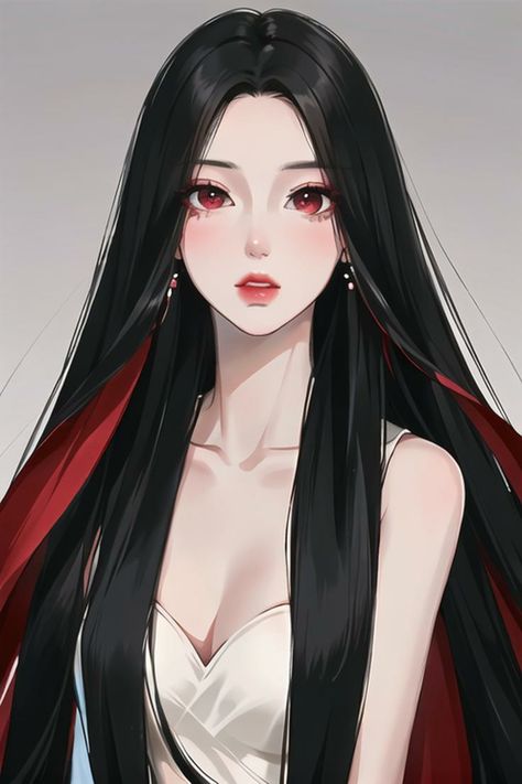 Black Hair Anime Woman Art, Chinese Anime Woman, Asian Anime, Celeste Barber, Beautiful Simple Mehndi Design, Tears Art, Persona Anime, Black Brown Hair, Anime Korea