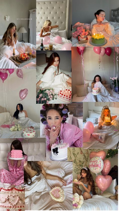 Girly Picture of Birthday Cake in Bed Bed Birthday Photoshoot, Birthday Bedroom Photoshoot, Bedroom Birthday Photoshoot, Birthday In Bed, Birthday Bed, Picture Of Birthday, 25 Birthday Decorations, Hotel Birthday Parties, Birthday Cale