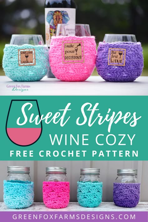 Crochet Stemless Wine Glass Cozy Pattern Free, Crochet Glass Holder Free Pattern, Crochet Wine Glass Cozy Pattern Free, Wine Glass Cozy Crochet Pattern, Crochet Wine Glass Holder, Crochet Wine Glass Cozy, Wine Glass Cozy, Crochet Bowl Cozy, Mother's Day Crochet