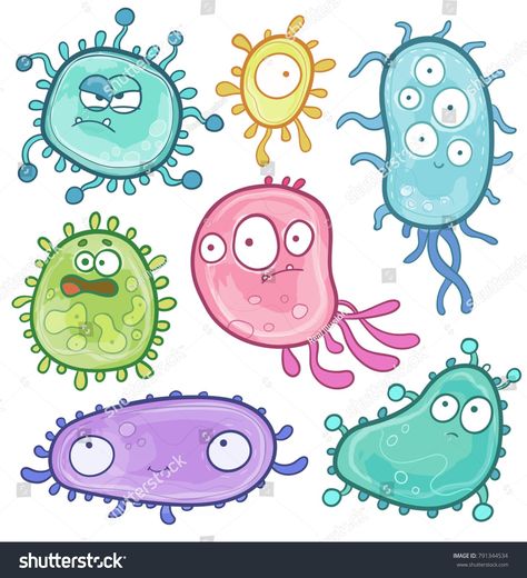 Microbes Doodle, Germs Cartoon, Germ Illustration, Virus Art, Bacteria Cartoon, Library Themes, Creative School Project Ideas, Science Fair Projects, Cartoon Drawing