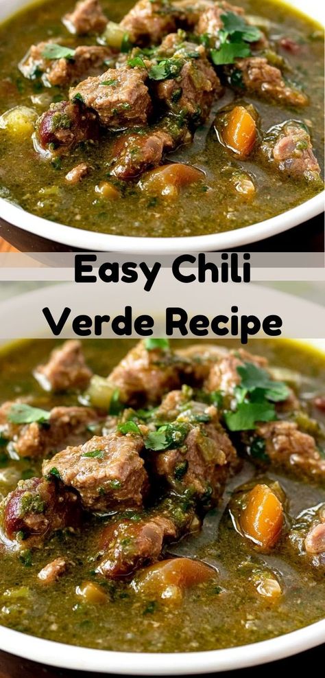 Craving dinner ideas easy to make? This Chili Verde recipe is a top choice! A chili recipe that's packed with flavor, great for dinner recipes for family or cozy dinner for two. Simple and delicious! Easy Chili Verde, Pork Chili Verde Recipe, Chili Verde Recipe, Chili Verde Pork, Chili Verde, Tomatillo Sauce, Verde Sauce, Verde Recipe, Dinner Ideas Easy