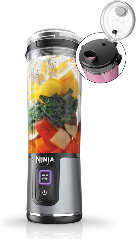 Personal Blender-for Shakes & Smoothies, BPA Free, Leakproof-Lid & Sip Spout, USB-C Rechargeable, Dishwasher Safe Parts, Black

NINJA BLENDING ANYWHERE: Blast through frozen ingredients with Ninja’s best portable blending power. Make perfectly smooth drinks anywhere you go. Travel Blender, Quick Smoothies, Ninja Blender, Smoothie Blender, Portable Blender, Blender Recipes, Cool New Gadgets, Premium Colors, Smoothie Shakes