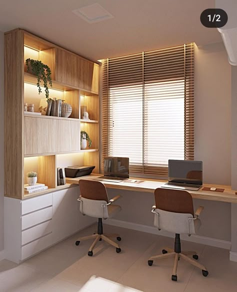 Shared Space Office, Study Room Design Ideas, Japandi Home Office, Modern Arabic Interior, Guest Bedroom Home Office, Home Study Rooms, Home Office Furniture Design, Small Office Design Interior, Contemporary Office Design