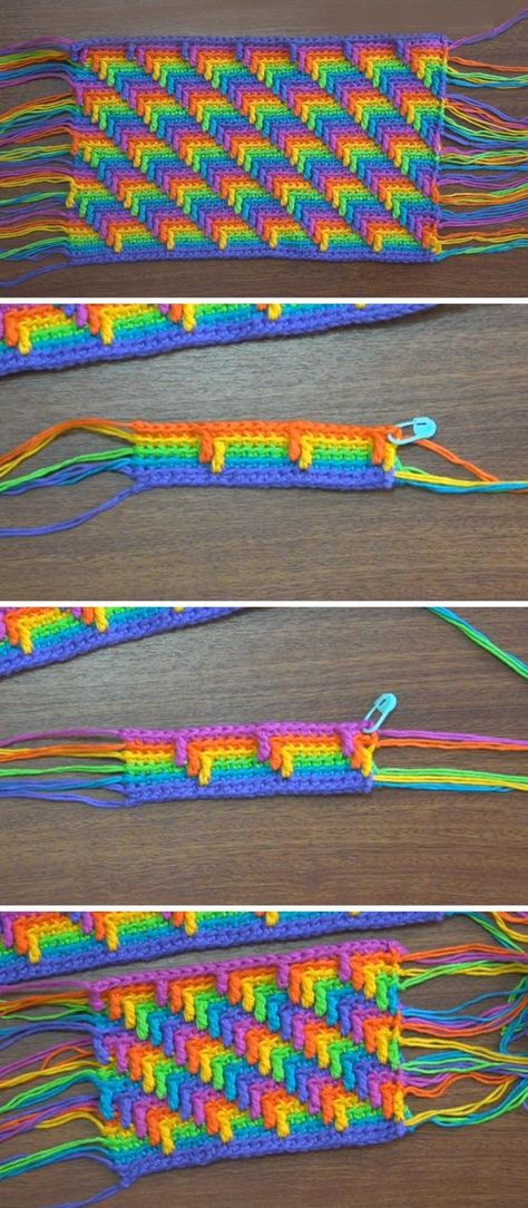 Rainbow Yarn Crochet, Apache Tears Crochet Pattern, Rainbow Tears, Granny Stripe Crochet, Small Crochet Gifts, Apache Tears, Afghans Crochet, Crochet Rainbow, Easter Crochet Patterns