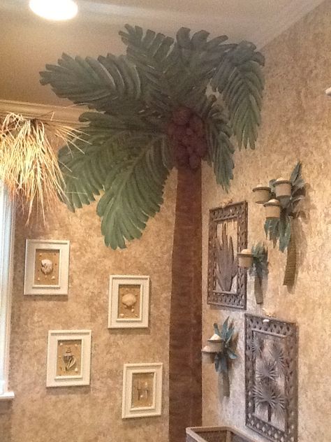 This is one of my favorites.  We renovated our daughter's bathroom in a tropical theme and I thought this would really add a touch of the tropics with faux coconuts topping the tree.  Kristyna loves it!  Paradise in a bathroom...who could ask for more! Tropical Backyard, Gum Tree, Themed Bathroom, Island Theme, Tropical Theme, Hawaiian Islands, Paint Ideas, Retro Home, Bedroom Themes