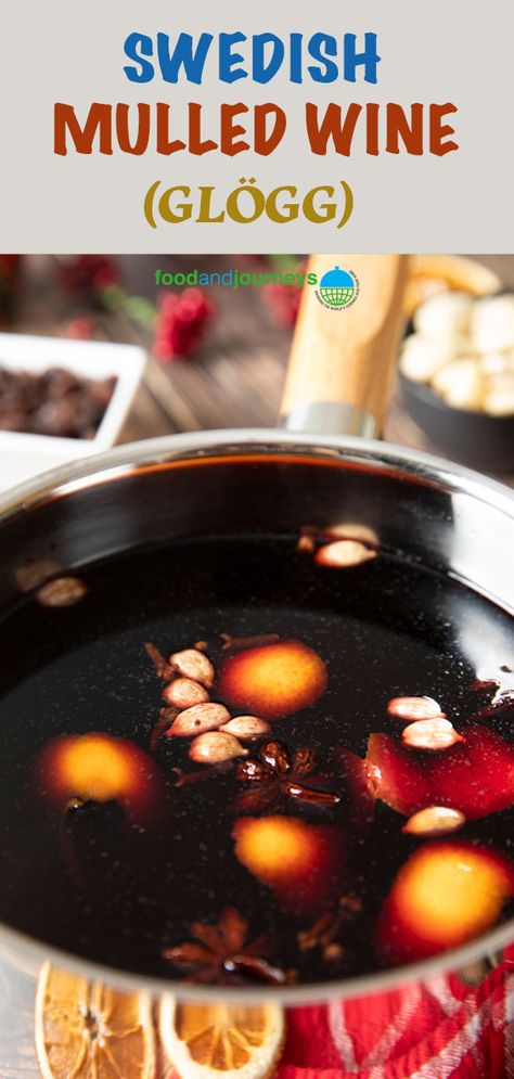 No Christmas celebration in Sweden is complete without some Glögg (or Mulled Wine). If you haven't tried it yet, no worries, there is no need to travel to Northern Europe to enjoy it. You can easily make it at home! Swedish Glogg Recipe, Glogg Recipe Swedish, Glogg Recipe, Scandinavian Recipes, Mead Recipe, Holiday Beverages, Heritage Recipes, Mulled Wine Recipe, Scandinavian Heritage