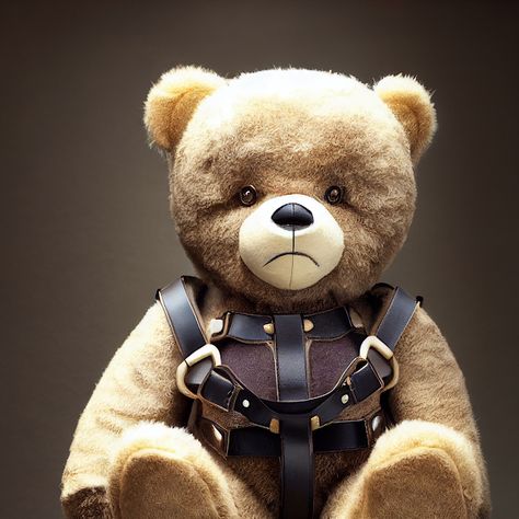 Leather Bear 8/1000 - Leather Bears | OpenSea Bear Leather, Leather Harness, Teddy Bears, Bears, Teddy Bear, The World, Leather, Design