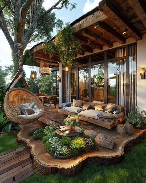 Patio Setup, Mountain Cabins, Outdoor Patio Designs, Dream Life House, House Deck, Casa Exterior, Ranch Style Homes, Wood Tones, Dream House Rooms