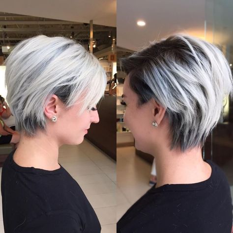 Long Razored Black-and-White Pixie Pixie Bob Hairstyles, Longer Pixie Haircut, Long Pixie Hairstyles, Long Pixie Cuts, Prom Hairstyles For Short Hair, Long Pixie, Penteado Cabelo Curto, Short Pixie Haircuts, Haircut For Thick Hair