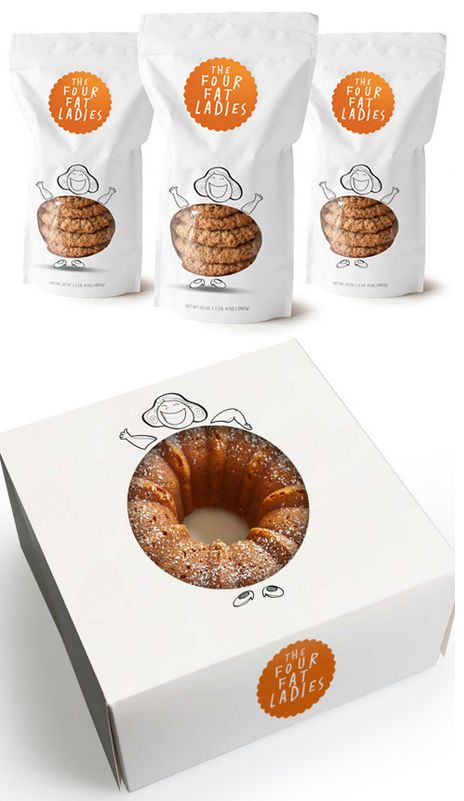 The Four Fat Ladies. Matter. Pie Packaging, Interesting Packaging, Fat Ladies, Bread Packaging, Bakery Branding, Dessert Packaging, Bakery Packaging, Cake Packaging, Cool Packaging