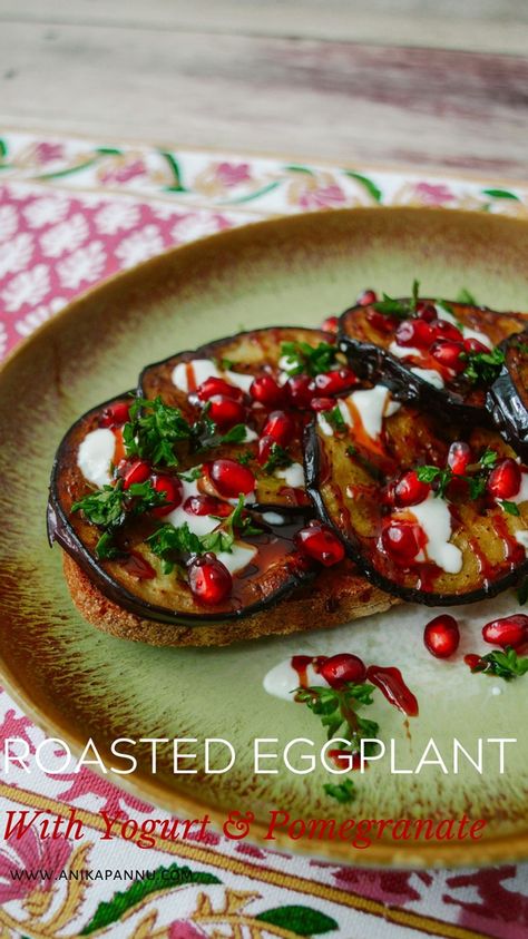 10 Days Of Toast - Day 8 - Roasted Eggplant & Pomegranate Eggplant Pomegranate, Date Molasses, Pomegranate Recipes, Eggplant Recipe, Roasted Eggplant, Roast Eggplant, Dinner Sides, Eggplant Recipes, Healthy Ideas