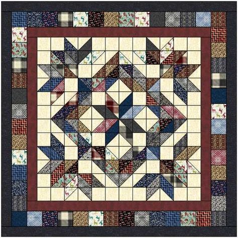 Country Quilt, Panel Quilt Patterns, Quilt Blocks Easy, Country Quilts, Man Quilt, Star Quilt Patterns, Star Quilts, Panel Quilts, Quilted Wall Hangings