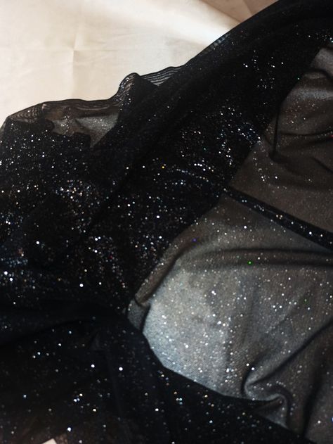 Black Sparkle Fabric, Black Glitter Saree, Black Glitter Fabric, Nyx Aesthetics, Tulle Aesthetic, Glitter Saree, Tulle Clothes, Celestial Goddess, Bagel Chips