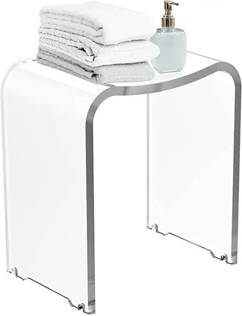 Shower Stools Ideas, Acrylic Bench, Bath Chair, Shower Modern, Cottagecore Living, Bath Seats, Shower Stool, Primary Bath, Acrylic Furniture