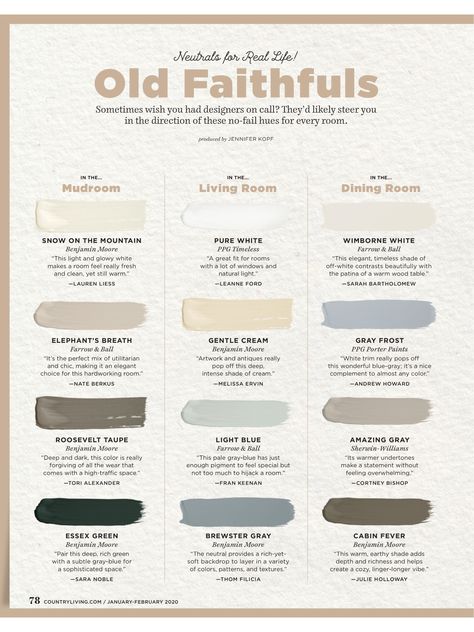 Southern Home Paint Color Palette, Country House Colors, Cottage Color Palette, French Country Color Palette, Paint Space, Cottage Paint Colors, French Country Colors, Timeless Paint Colors, Cottage Interior Design