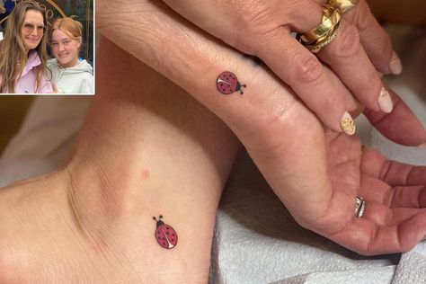 Brooke Shields Daughter, Ladybug Tattoo Ideas, Ladybug Tattoos, Brooklyn Tattoo, Ladybug Tattoo, Mark 10 9, Matching Tats, Lady Bug Tattoo, Bug Tattoo