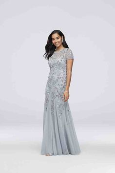 12 Mother-of-the-Bride Dresses for Every Wedding Style - WeddingWire Floral Beaded Dress, Davids Bridal Gowns, Vestidos Maxi, Wedding Dresses A, Wedding Dresses A Line, Purple Wedding Dress, Dresses A Line, Davids Bridal Wedding Dresses, Mother Of Groom Dresses