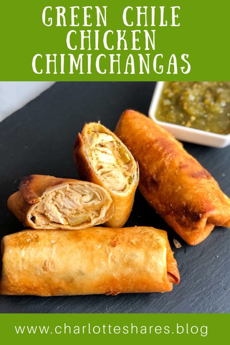 Green chile chicken chimichangas Green Chili Chimichangas, Green Chili Chicken Chimichangas, Potato Green Chili Tacos, Baja Recipes, Chimichanga Recipes, Chicken Chimichanga, Burrito Recipes, Chicken Chimichangas, Chicken Fritters