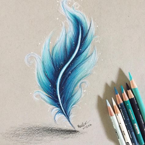 Mata Manga, Tattoo Placements, Feather Drawing, Prismacolor Art, Tattoo Sketch, Feather Art, Feather Tattoos, Blue Feather, Pencil Art Drawings