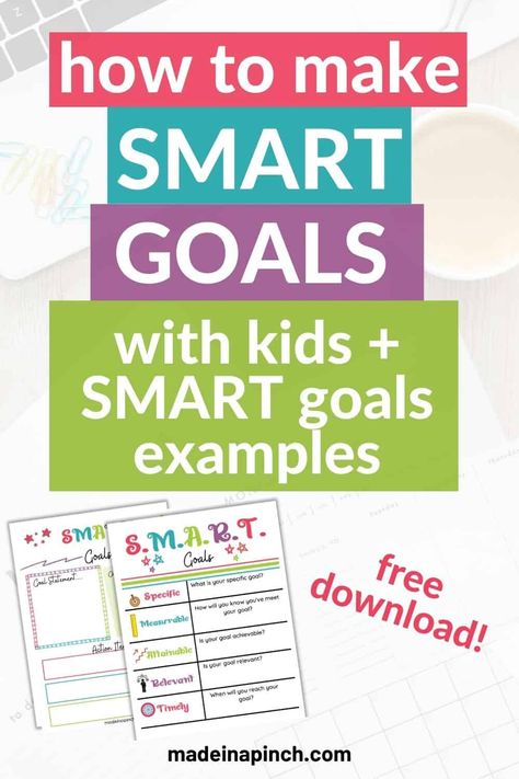 Want to REALLY crush your goals (and teach kids an effective way to do goal-setting)? Start setting SMART goals! How do you set SMART goals and what are good examples? Plus, simple steps to teach kids to set goals. Click here for the simple step-by-step guide to setting them and check out the free SMART goals examples for kids or adults. Plus get your FREE Printable SMART Goals Sheets. #SMARTGoal #SMARTGoals #Goals #GoalSetting #FreePrintable #SMARTGoalsForKids #SetGoals #GoalsPlanner #... Smarter Goals, Kids Saving Money, Goal Activities, Smart Goals Examples, Smart Goals Worksheet, Goals Examples, Smart Method, Goal Examples, Kids Goals