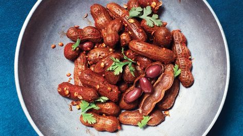 Boiled Peanuts With Chile Salt Recipe | Bon Appetit Boiled Peanuts Recipe, Kashmiri Recipes, One Bite Appetizers, Boiled Peanuts, No Salt Recipes, Vegetarian Appetizers, Appetizer Bites, Gas Stations, Thanksgiving Appetizers