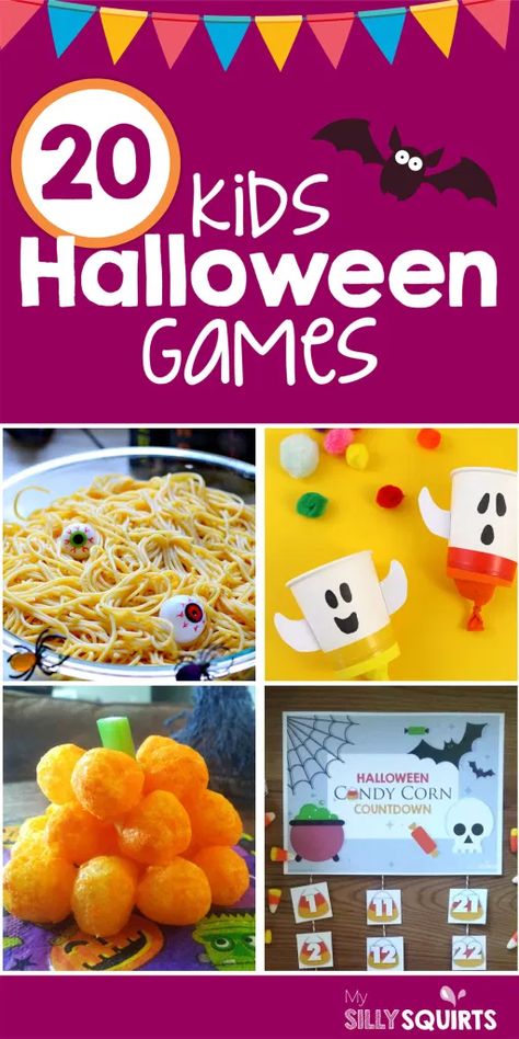 20 easy and spooky Halloween games for kids | My Silly Squirts Halloween Pin The Tail Games Diy, Spooky Halloween Games, Games For Halloween, Easy Halloween Games, Toddler Party Games, Fun Halloween Games, Home Party Games, Halloween House Party, Halloween Games For Kids