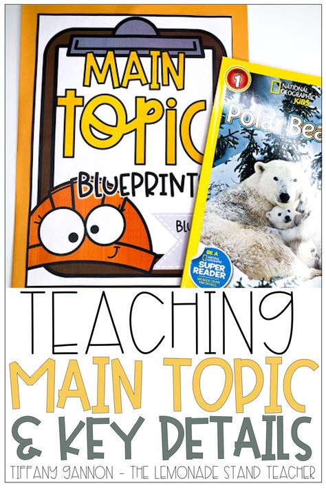 Teaching main topic and key details is an essential literacy skill for first and second graders. Click the pin to check on these engaging ideas for hands-on activities, classroom transformation, and no prep printables, that are included in this post. These are some of the most engaging, high interest ways to teach main topic and key details to your elementary students! First Grade Main Idea, Main Idea Classroom Transformation, Main Topic Anchor Chart 2nd Grade, Main Idea And Key Details First Grade, Main Topic And Key Details First Grade, Topic Anchor Chart, Main Idea And Details, Teaching Main Idea, Teaching Reading Comprehension