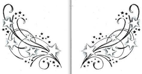 Stars Back Tattoo Drawings, Star Ideas, Back Tattoos Spine, Lower Back Tattoo Designs, Lower Back Tattoo, Swirl Tattoo, Stars Tattoo, Girl Back Tattoos, Flower Tattoo Back