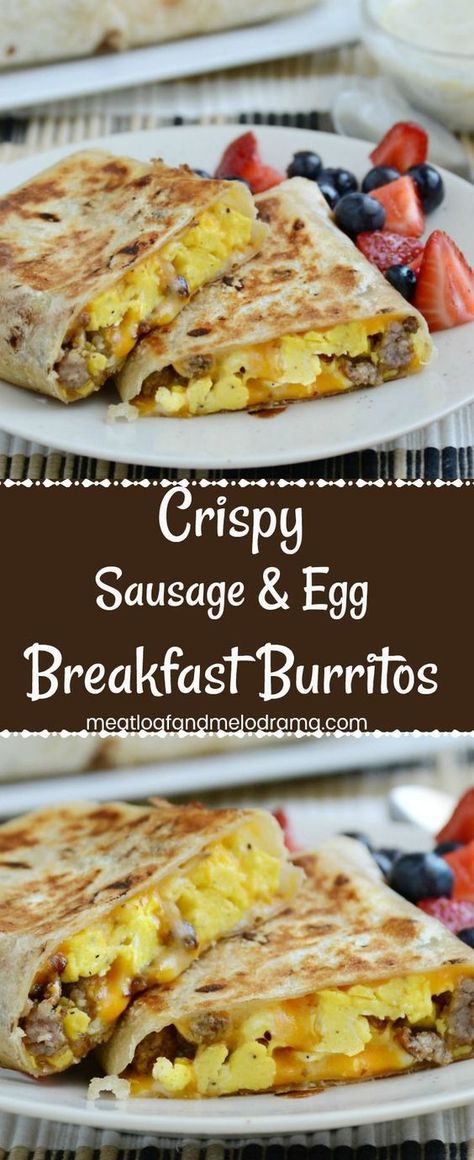 Sausage And Egg Breakfast Burritos, Crispy Sausage, Sausage And Egg Breakfast, Resep Makanan Beku, Menu Sarapan Sehat, Flour Tortilla, Burritos Recipe, Sausage And Egg, Egg Breakfast