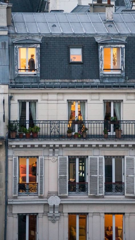 Lyon France Apartment, Paris Apartment Exterior, French Apartment Aesthetic, Parisian Rooftops, Parisian Buildings, Paris Flat, Architecture Styles, Paris Rooftops, Parisian Architecture