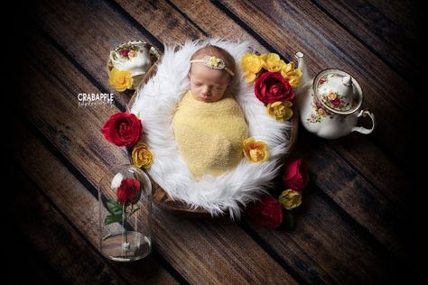 Disney Newborn Pictures, Beauty And The Beast Newborn Pictures, Snow White Newborn Photography, Newborn Snow White Photoshoot, Disney Princess Newborn Photography, Newborn Princess Photoshoot, Photo Setting, Nouveau Ne, Sleeping Beauty Newborn Pictures