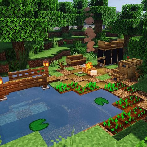 Minecraft Camping Spot, Camp Site Minecraft, Minecraft Camp Site, Camping Minecraft, Minecraft Campsite, Minecraft Camp, Camp Site, Minecraft Decorations, Outside Decorations