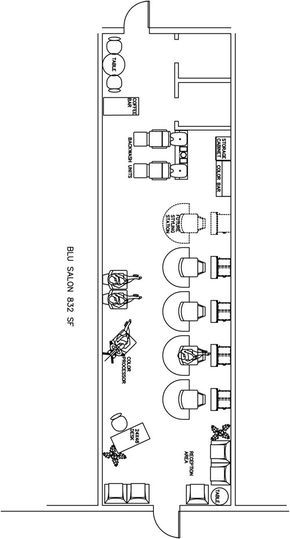 Beauty Salon Floor Plan Design Layout - 832 Square Foot Beauty Salon Floor Plan, Floor Plan Design Layout, Salon Floor Plan, Barber Interior, Beauty Layout, Hair Salon Interior Design, Large Apartment, Nail Salon Interior Design, Beauty Salon Interior Design