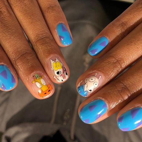 Astronaut Nails, 90s Cartoon Nails, Jason Nails, Rockos Modern Life, Character Nails, 90s Nails, Lily Nails, 2022 Nails, Cartoon Nails