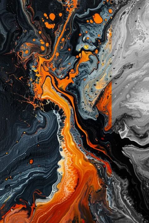 Full Color Image in ai-img-gen.com 🔸 In the style of Japanese anime, imagine an aerial view of oil in water. The thick orange and black l... 🔸 From Midjourney AI Image Black And Orange Wallpaper Iphone, Black And Orange Iphone Wallpaper, Orange Black Wallpaper, Black Orange Wallpaper Backgrounds, Orange Splash Background, Glitter Wall Art, Orange Painting, Glitter Wall, Orange Paint