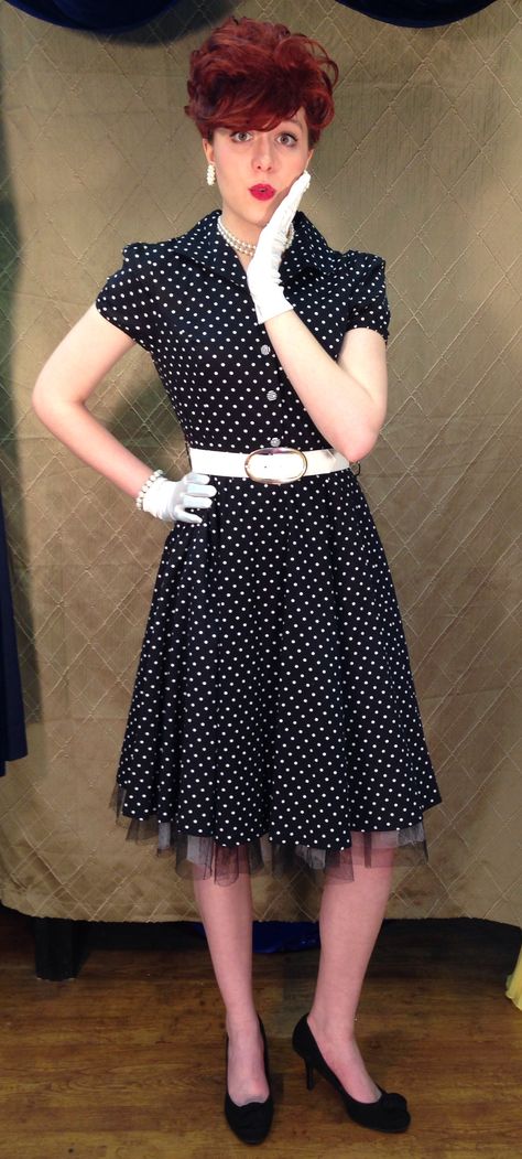 Look at this ‘I Love Lucy’ Costume. This Iconic Lucille Ball 1950’s Costume is just one example of the many Hollywood Icons we have. We have almost any Costume you can imagine. We have high quality Lucy Wigs, Gloves, Belts, Jewelry and Shoes for this Lucy Costume. No matter what your favorite decade, TV show or Hollywood character, we can hook you up. Dallas Vintage Shop has the largest collection of ‘I Love Lucy” Characters and any other Iconic TV Show or Movie Characters in the Dallas Area. I Love Lucy Outfits, Lucille Ball Costume, 1950’s Costume, I Love Lucy Costume, Lucy Outfits, Tv Dress, Lucy Costume, Marilyn Monroe Outfits, Great Costume Ideas