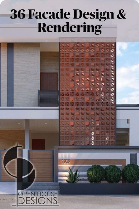 Explore all the architectural facade designs ! Terracotta Elevation Design, Terracota Tile, Row Housing, Terracotta Facade, Rendering Ideas, Architectural Facade, Front Elevation Designs, Stone Facade, Elevation Design