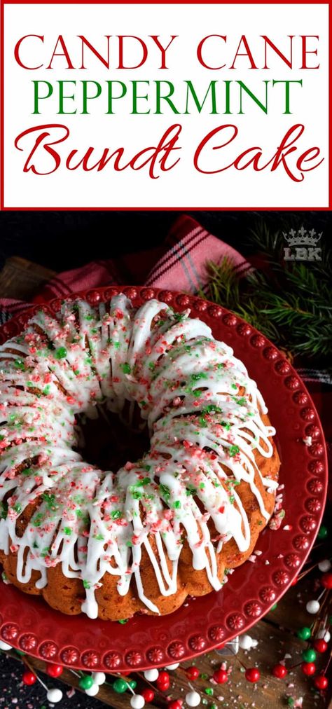 Peppermint Bundt Cake, Christmas Bundt Cake, Peppermint Cake, Awesome Desserts, Candy Cane Cookies, Peppermint Christmas, Christmas Cake Recipes, Xmas Cake, Pound Cakes