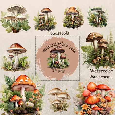 Large Scale Wall Art, Mushroom Clipart, Autumn Clipart, Fall Clipart, Fall Forest, Botanical Collection, Fall Wedding Invitations, Planner Layout, Thanksgiving Crafts