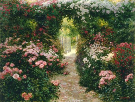 Garden Breakfast, Calm Art, Computer Background, Phoenix Art, Secret Gardens, Art Painting Gallery, Landscape Artwork, Scenic Routes, Painting Wallpaper