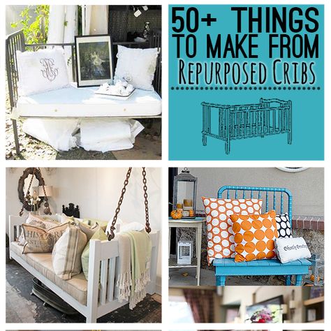 50+ Ways to Repurpose cribs and crib springs @savedbyloves Jenny Lind Crib Repurpose, Crib Upcycle Ideas, Reuse Cribs, Crib Repurpose, Upcycle Junk, Crib Spring, Old Cribs, Repurposed Items, Things To Make