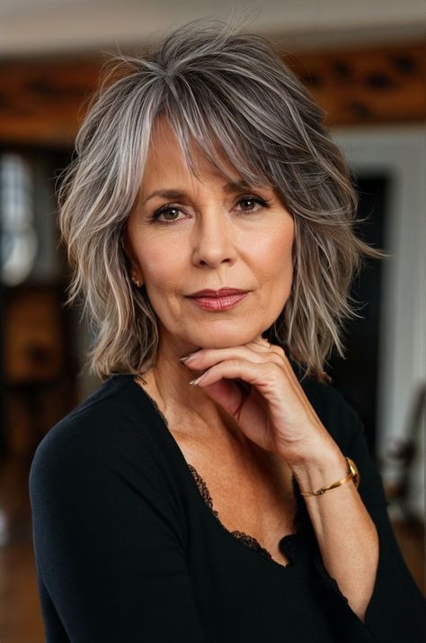 We tend to associate old(er) people with grey hair and while many of them are rocking the wise wizard look, others opt for something a little more... colorful. Chunky Lob Haircut, Fine Thinning Hair Styles For Women Over 50, 50 Plus Hairstyles, Shaggy Bob For Fine Hair Over 50, Gray Highlights Brown Hair Over 50, Shag Hairstyles For Fine Hair, Short Gray Hair Over 50, Layered Bobs For Fine Hair, Best Haircuts For Fine Hair